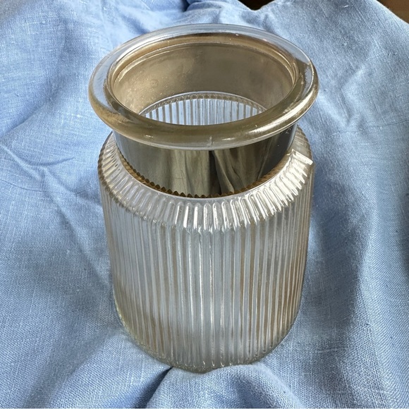 Ribbed Glass Vase with Reflective Gold Wrap Trim - Picture 6 of 11